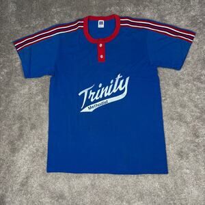 Vtg Baseball T-shirt Tee Softball Size L Russell Retro Jersey Trinity Methodist